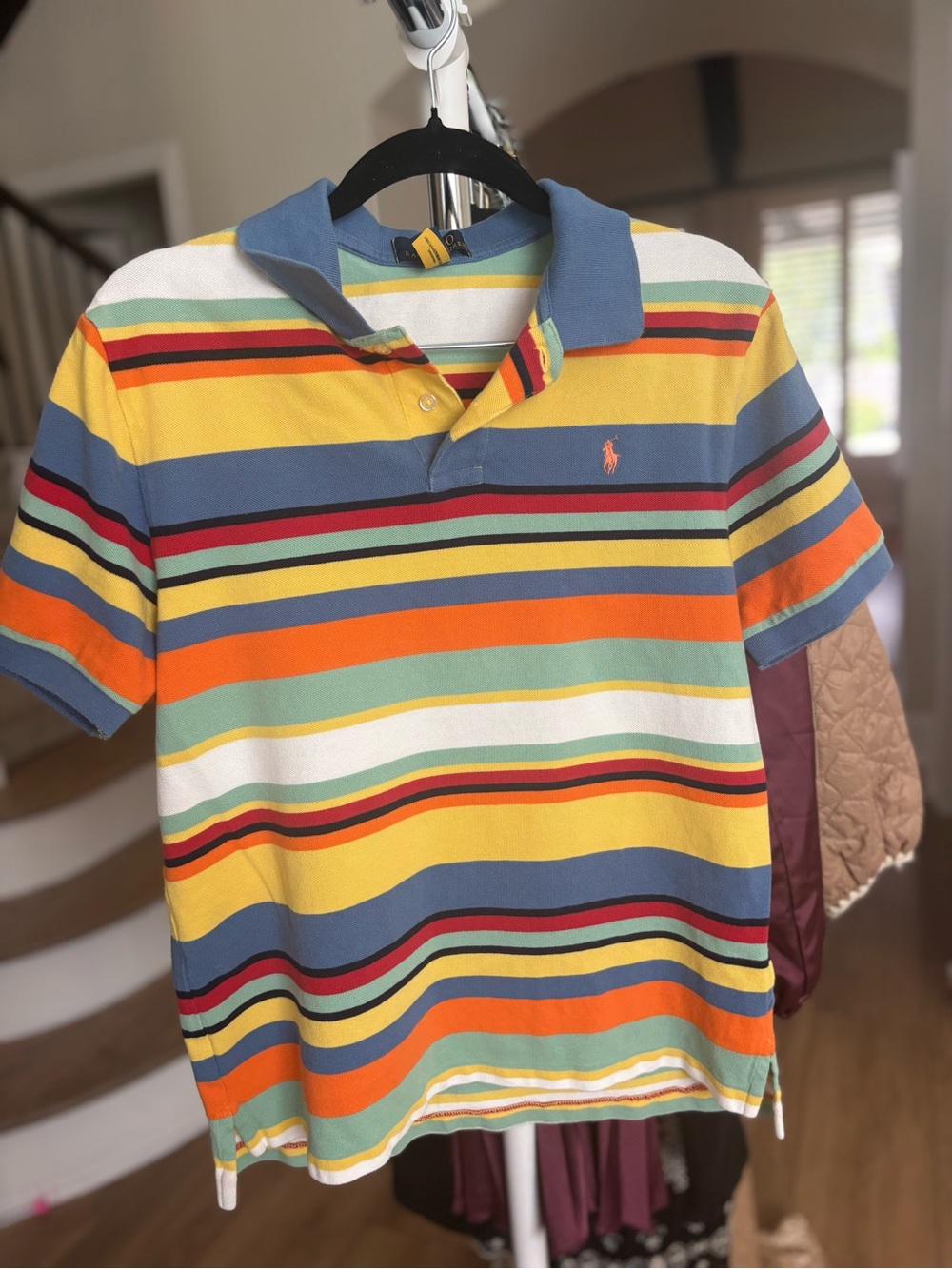 Polo by Ralph Lauren Yellow Blue Orange Multicolor Striped Polo